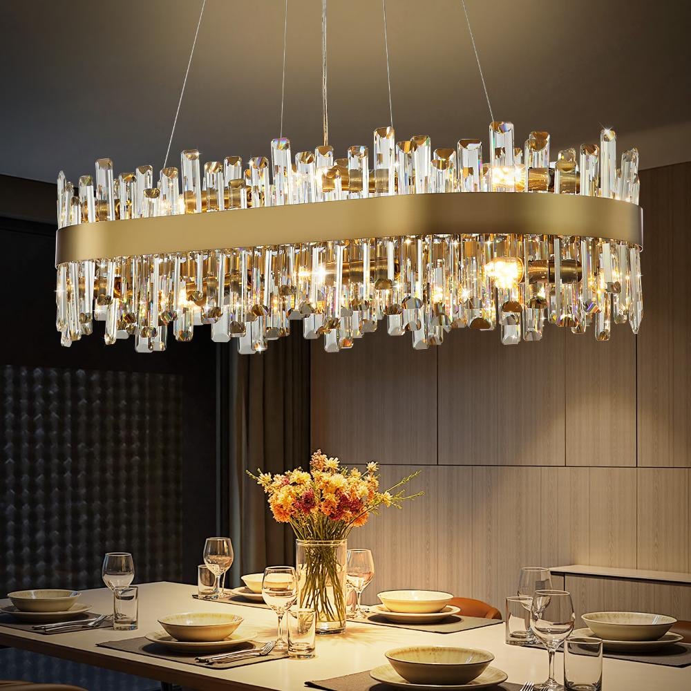 chandelierデスク LuminFan 16-Light Golden Luxury Crystal Chandelier for Living Room