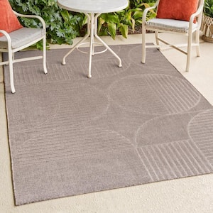 Nordby High-Low Geometric Arch Scandi Striped Taupe/Beige 8 ft. x 10 ft. Indoor/Outdoor Area Rug