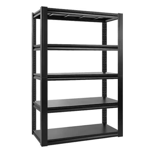 5 Tier Heavy Duty Black Utility Shelving Unit 47 in W x 24 in D x 78 in H