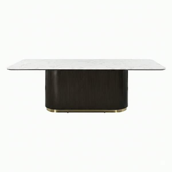 Acme Furniture Coda Espresso Faux Marble top 95 in. Pedestal Base