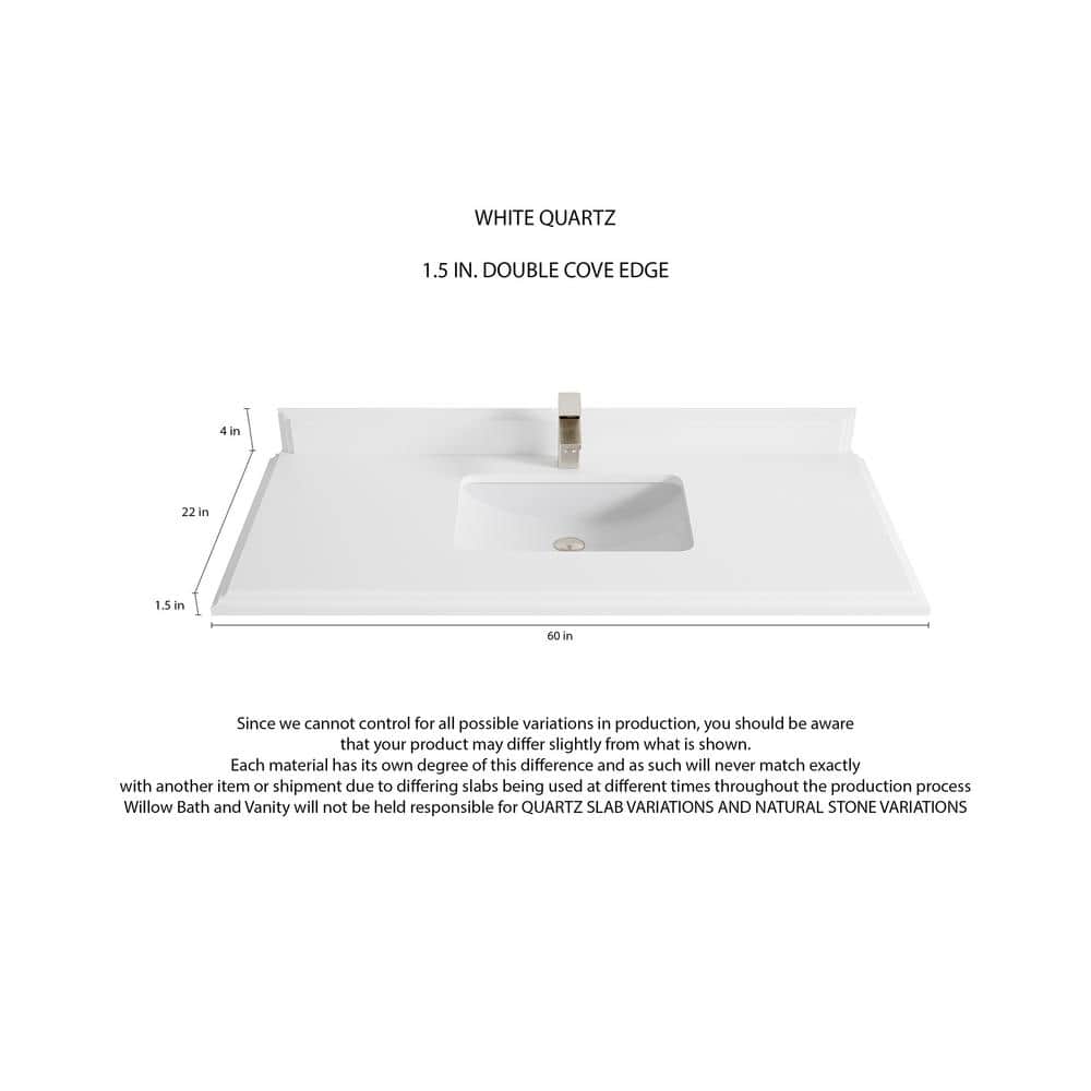 Sonoma 60'' Off-White Single Bathroom Vanity with Quartz Top
