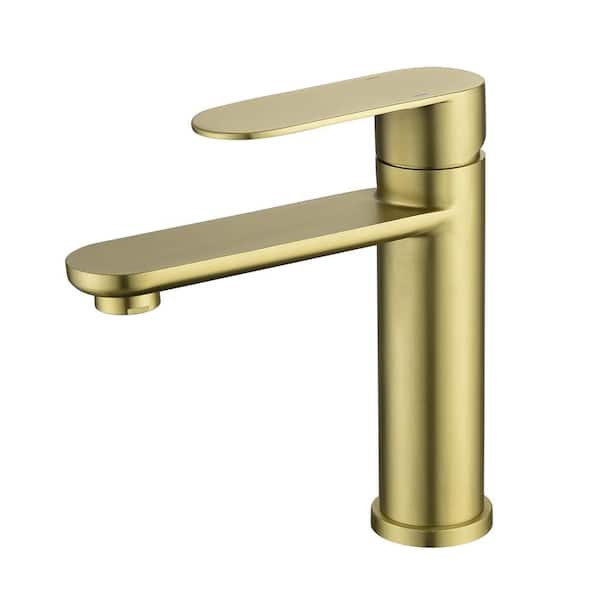 FORCLOVER Single-Handle Single Hole Bathroom Faucet in Rust Resist Golden Brushed
