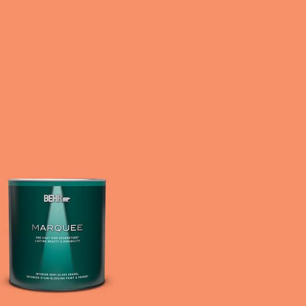 BEHR MARQUEE 1 qt. #210B-5 Tangerine Dream Semi-Gloss Enamel Interior Paint & Primer