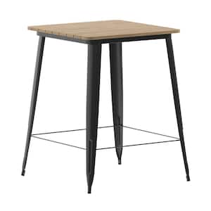 32 in. Square Brown/Black Plastic 4-Leg Dining Table with Steel Frame (Seats-4)