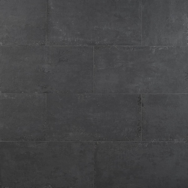 Ivy Hill Tile Dominion Charcoal Black 23.62 in. x 47.24 in. Matte Limestone Look Porcelain Floor and Wall Tile (15.49 Sq. ft./Case)
