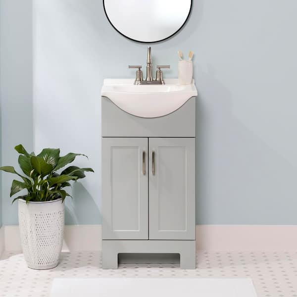 Weldon 18 in. Single Sink Pearl Gray Bath Vanity with White Cultured Marble Top (Assembled)