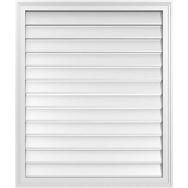 Ekena Millwork 32 in. x 38 in. Vertical Surface Mount PVC Gable Vent: Functional with Brickmould Frame