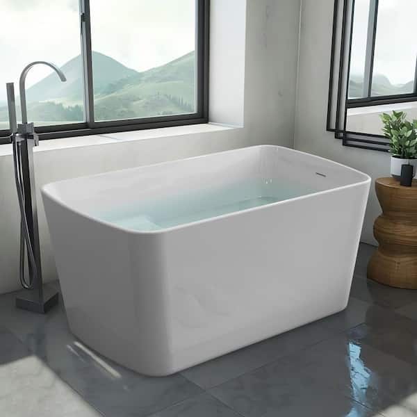 UPIKER Japanese Sit-in 49 in. x 28 in. Soaking White Bathtub with