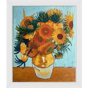 Sunflower Collage by Originals Galerie White Framed Nature Oil Painting Art Print 24 in. x 28 in.