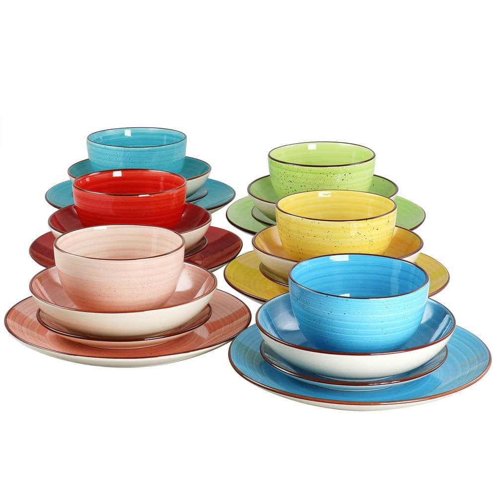 Elama 24-Piece Multicolor Ceramic Dinnerware Set