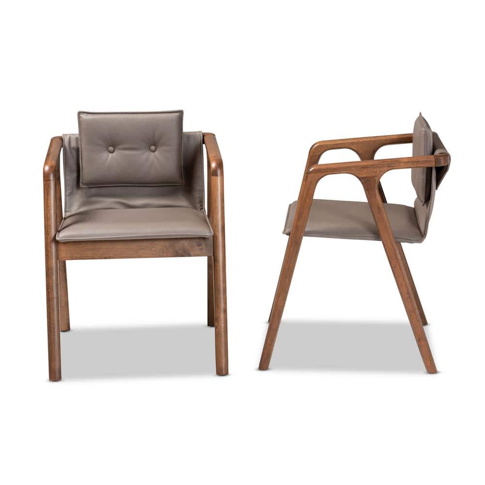 High Back Gray Wood and Cane Arm Chair