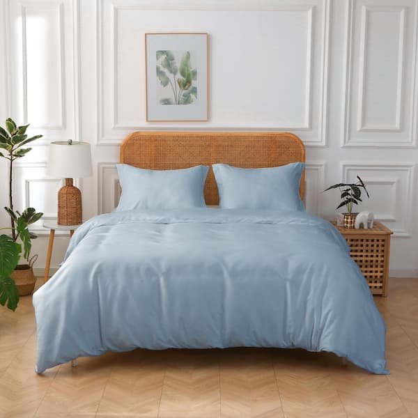 Better Style Home 3-Piece Light Blue Microfiber Honeycomb King Duvet Cover Set