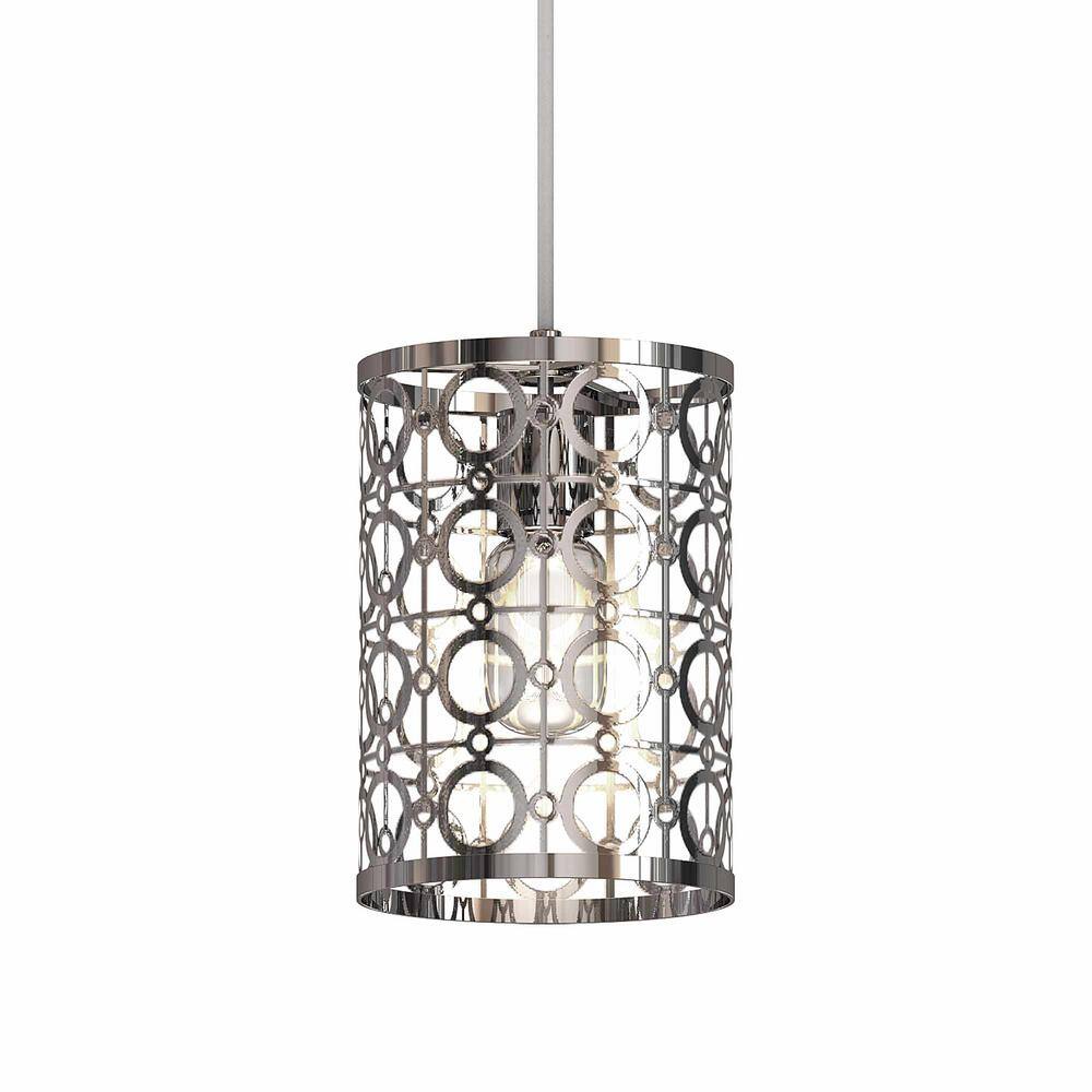 Elegant Chrome Mini Hanging Cylinder Pendant with Open Bottom