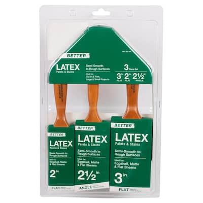 Better 2 in. Flat Cut, 3 in. Flat Cut, 2.5 in. Angled Sash Polyester Paint Brush Set (3-Pack)