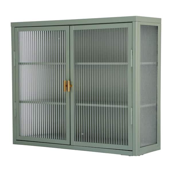 Unbranded 27.6-in W x 9.1-in D x 23.6-in H in Green Metal Ready to Assemble Wall Kitchen Cabinet with Detachable Shelves