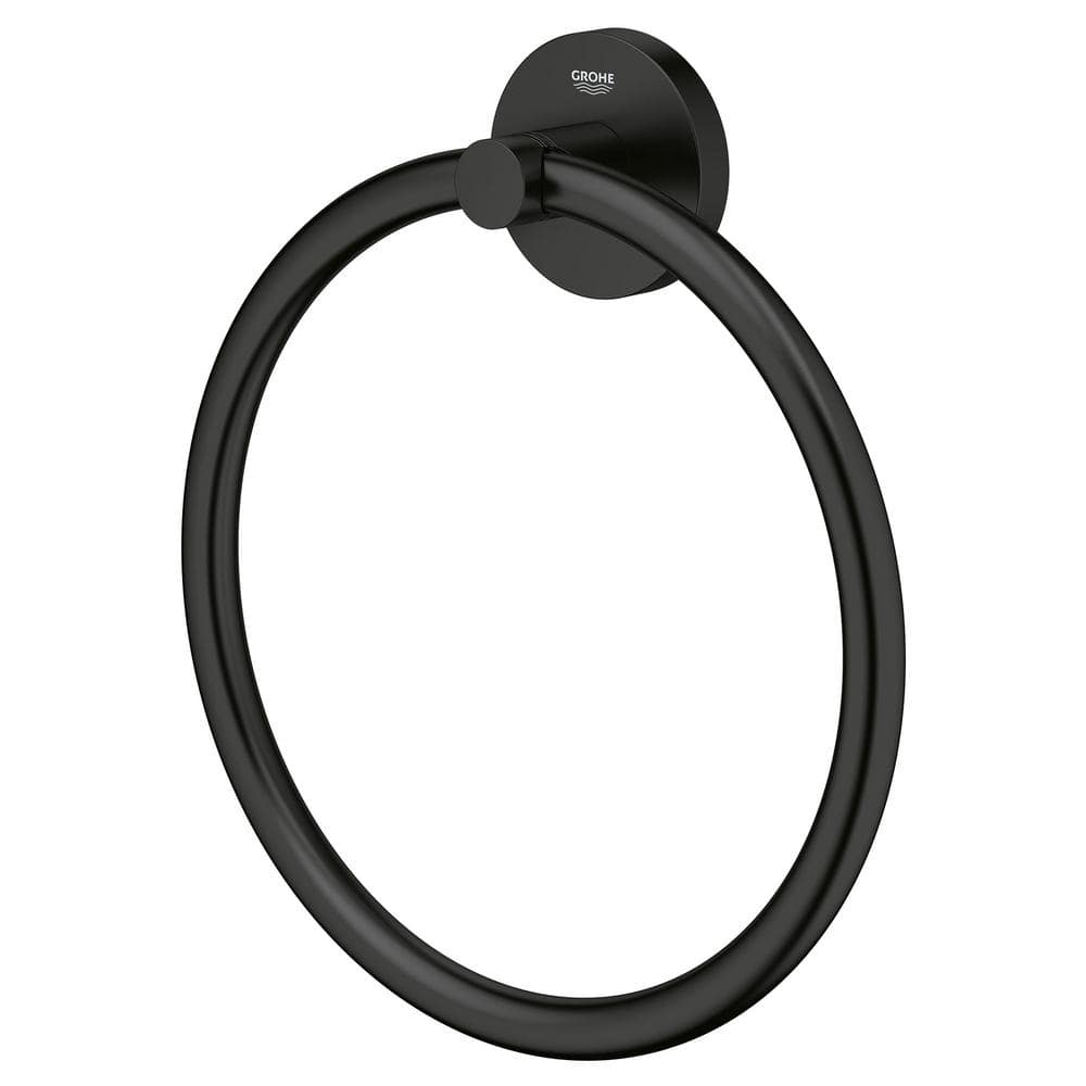 Matte Black Round Metal Wall Mounted Towel Ring