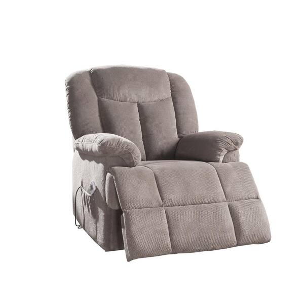 Acme Furniture Ixia Light Brown Fabric Recliner with Power Lift and Massage