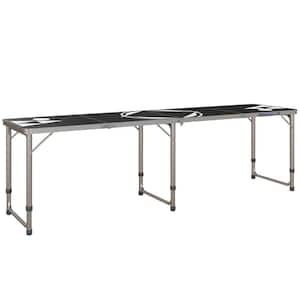 94.5 in. L x 23.5 in. W x 21.25 in. /24.5 in. /27.5 in. H Black and White Aluminum Camping Table