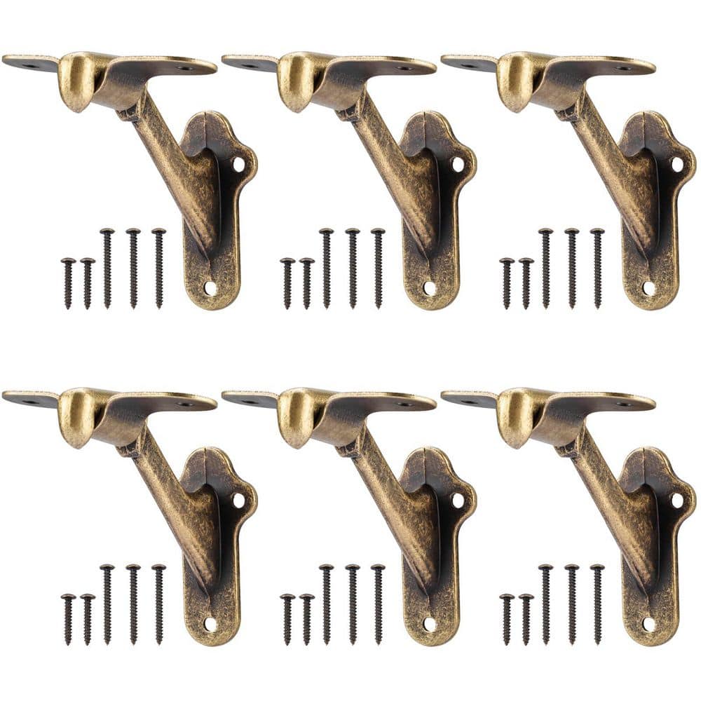 3 in. Heavy Duty Hand Rail Brackets for Stairways Railing with Screws, Antique Brass (6-Pack) price history on PriceWatchPro