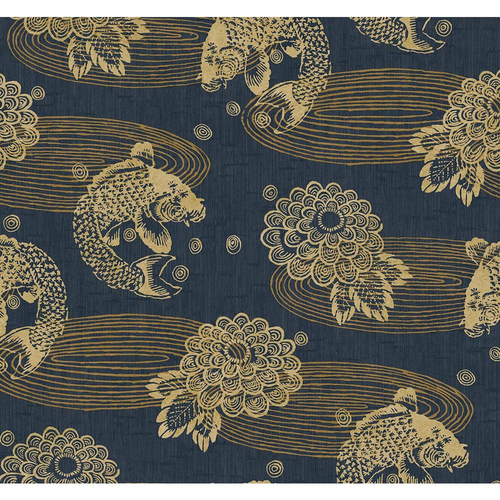 60.75 sq. ft. Hale Navy & Metallic Gold Adler Koi Paper Unpasted Wallpaper Roll price history on PriceWatchPro