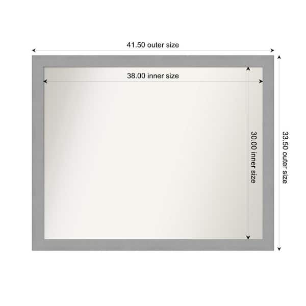 Amanti Art Brushed Nickel 41.5 in. x 33.5 in. Custom Non-Beveled Recycled Polystyrene Framed Bathroom Vanity Wall Mirror