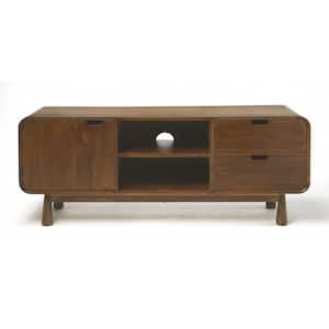 Medium Brown TV Stand Fits TV's up to 88 in. with Drawers and Shelves