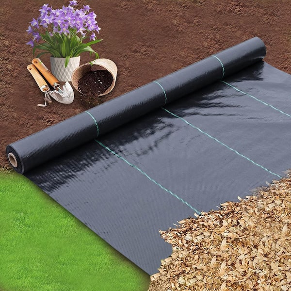 OriginA 6 ft. x 330 ft. Black Landscape Fabric Woven Weed Barrier for Soil Erosion Control and Ground Cover
