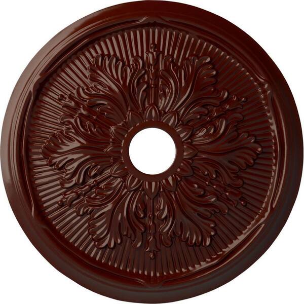 Ekena Millwork 1-7/8" x 23-3/4" x 23-3/4" Polyurethane Luton Leaf Ceiling Medallion, Brushed Mahogany