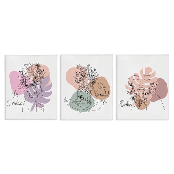 Creative Inspirational Phrases by Chen Alyesh 3 Pieces Unframed People Graphic Art Print 14 in. x 11 in.