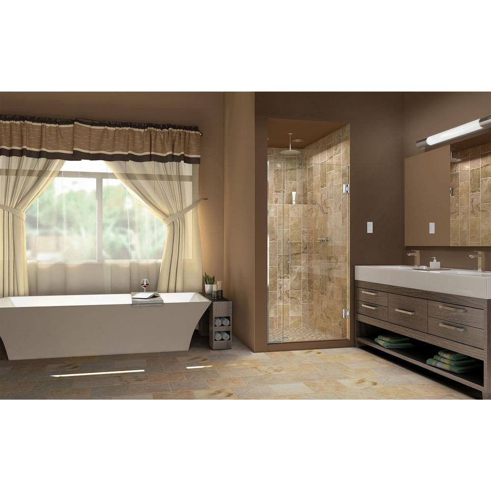Unidoor Plus 37" Frameless Clear Glass Hinged Shower Door