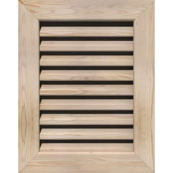 Ekena Millwork 41 in. x 19 in. Rectangular Unfinished Smooth Pine Wood Paintable Gable Louver Vent Functional