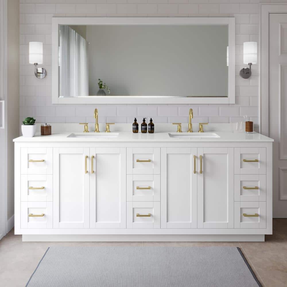 Miranda 84 in. W x 22 in. D x 33.75 in. H Double Bath Vanity in White with White Quartz Top price history on PriceWatchPro
