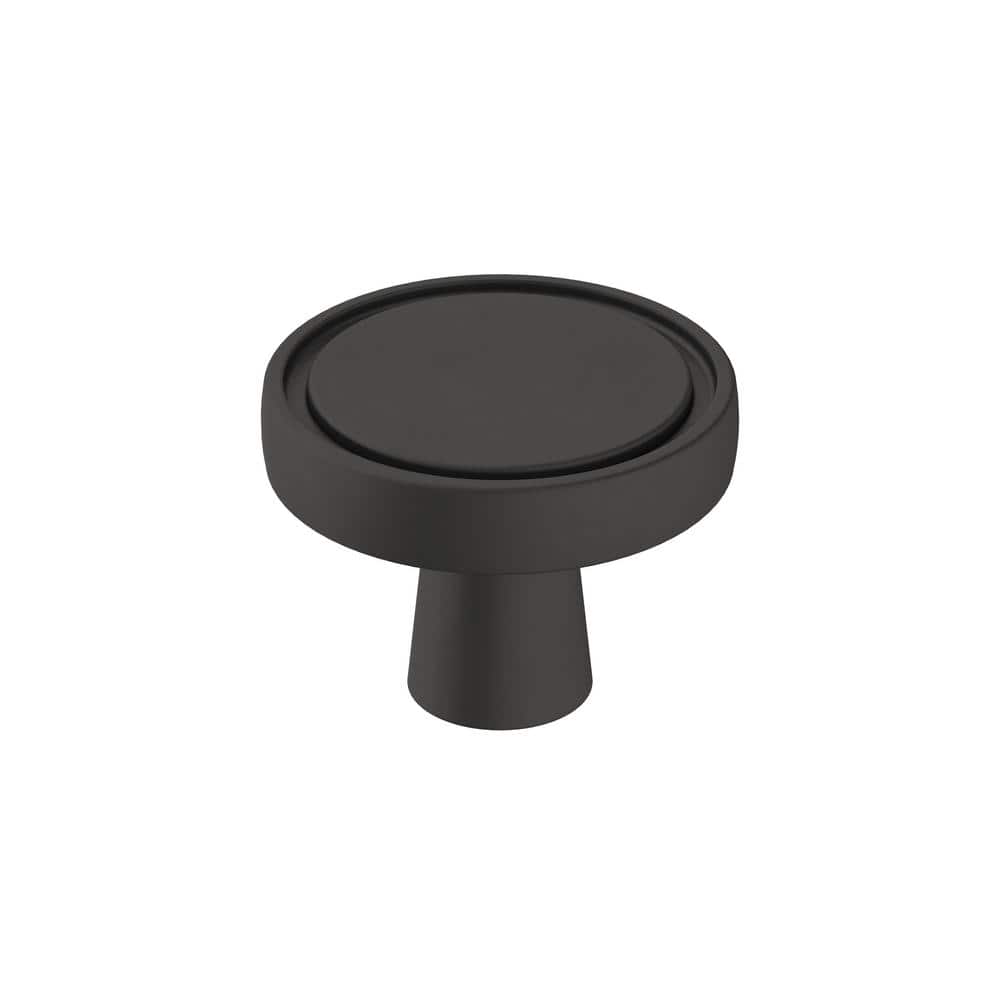 Matte Black Round Steel Cabinet Knob with Mounting Hardware