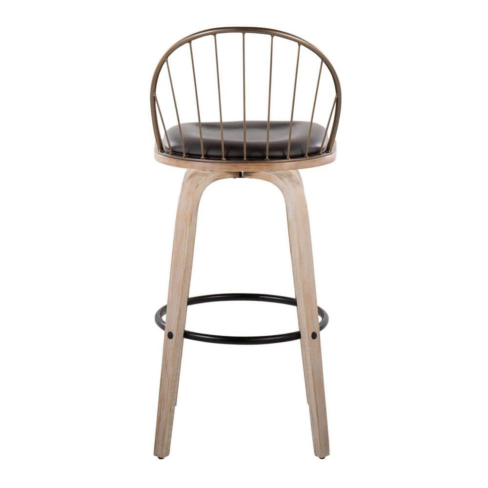 Riley 30" White Washed Wood and Copper Swivel Barstools