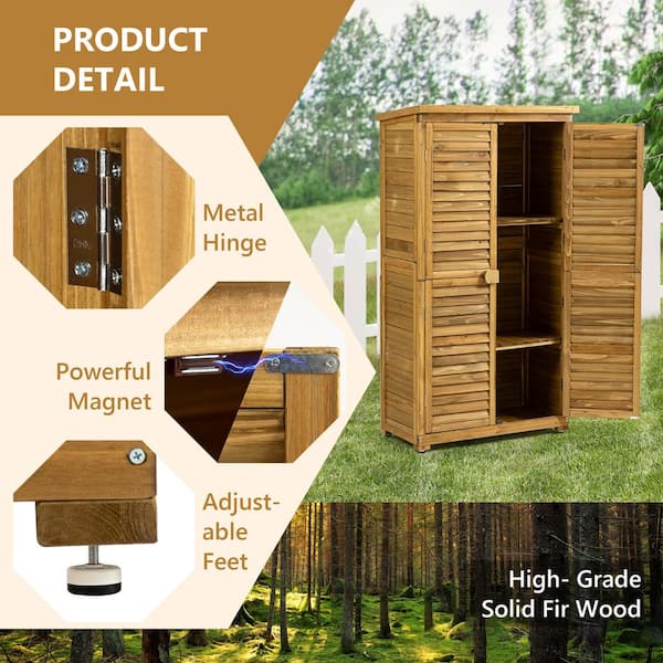 Thanaddo 34.25 in. W x 18.5 in. D x 63 in. H Natural Color Fir