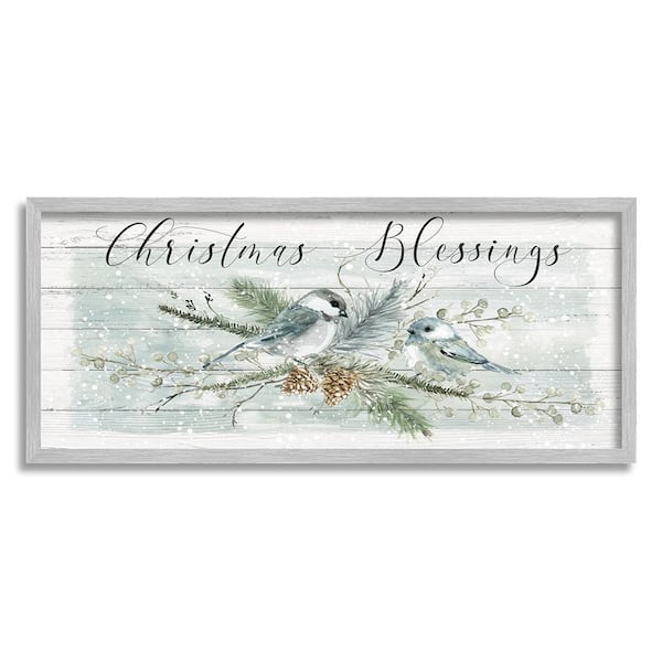 Rustic Christmas Blessings by Carol Robinson 1-Piece Framed Graphic Print Animal Poster Art Print 30 in. x 13 in.