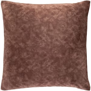Cabrina Dark Brown Velvet Polyester Fill 20 in. x 20 in. Decorative Pillow