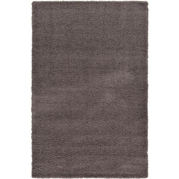 Unique Loom Solid Shag Graphite Gray 6 ft. x 9 ft. Area Rug