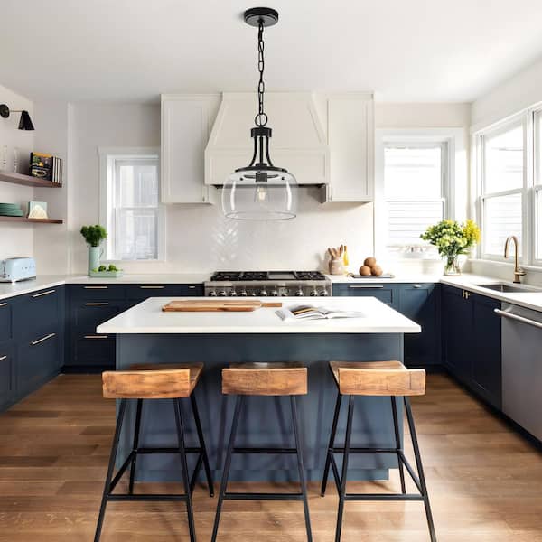 TinHon 10 in.1-Light Black Pendant Lights Kitchen Island,Farmhouse