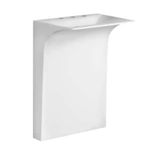 Wetstone 23.6 in x 18.5 in Modern Matte White Acrylic ADA Compliant Pedestal Sink and Basin