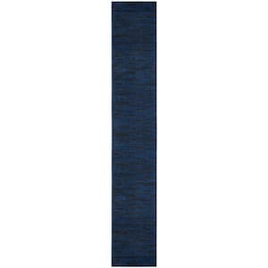 Essentials 2 ft. x 16 ft. Midnight Blue Solid Contemporary Kitchen Runner Indoor/Outdoor Area Rug