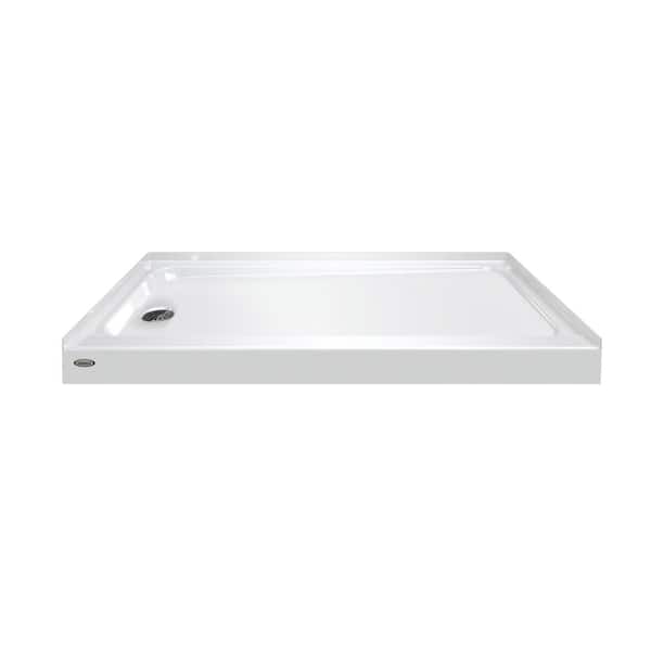 JACUZZI PRIMO 60 in. L x 32 in. W Alcove Shower Pan Base with Left Drain in White