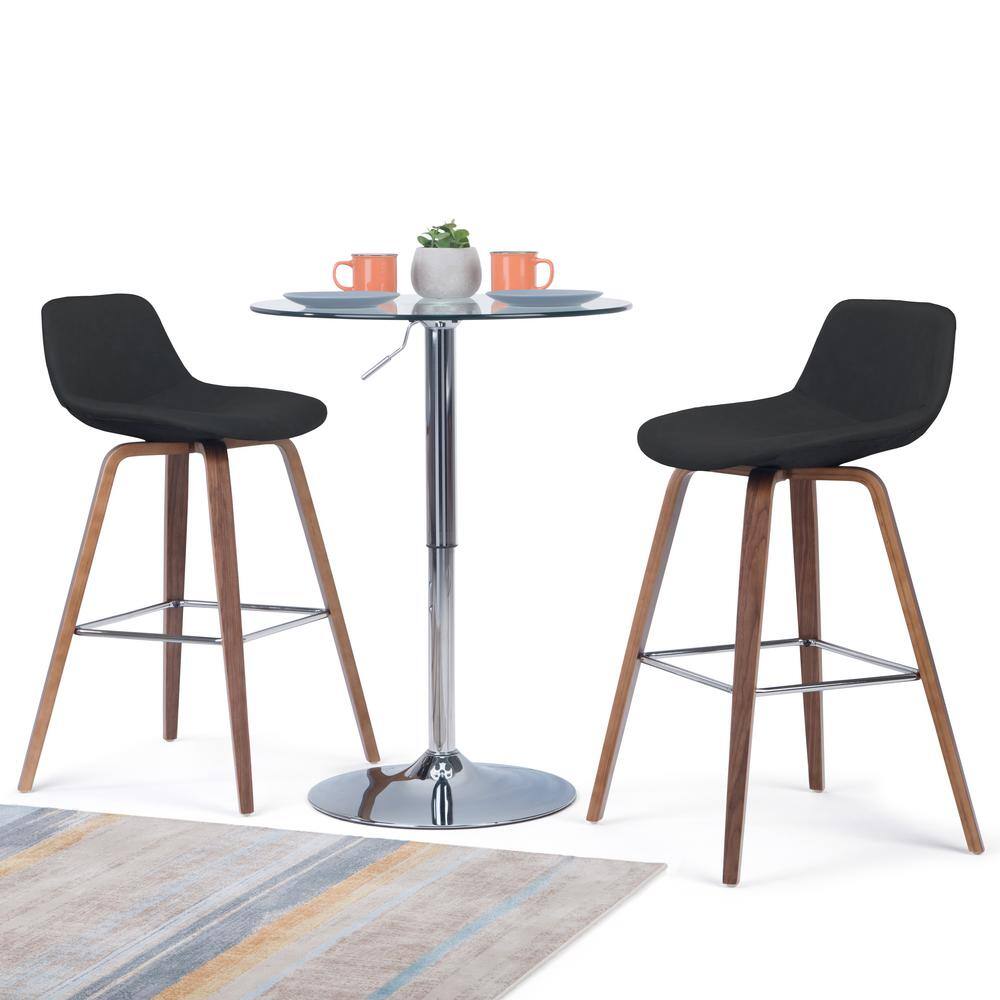 Mid-Century Modern Bentwood Counter Stool in Black Leather