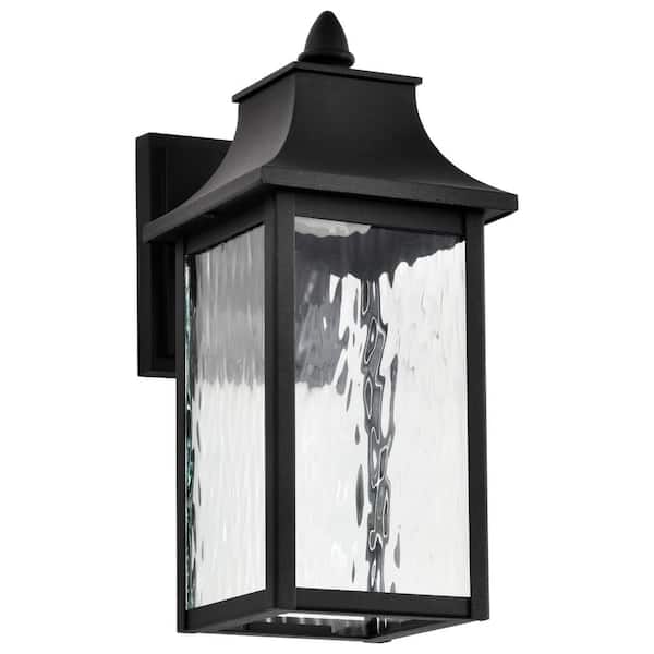Austen 17.25 in. Matte Black Outdoor Wall Lantern Sconce with Integrated LED Included, SMART and Tunable White