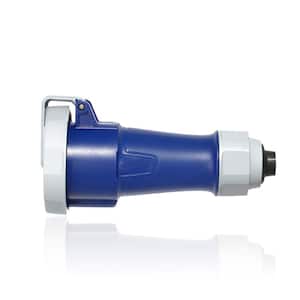 LEV Series 30 Amp 120-Volt/208-Volt 3-Phase 4P 5W IEC 60309 Pin and Sleeve Connector w/Screwless Clamp Watertight, Blue