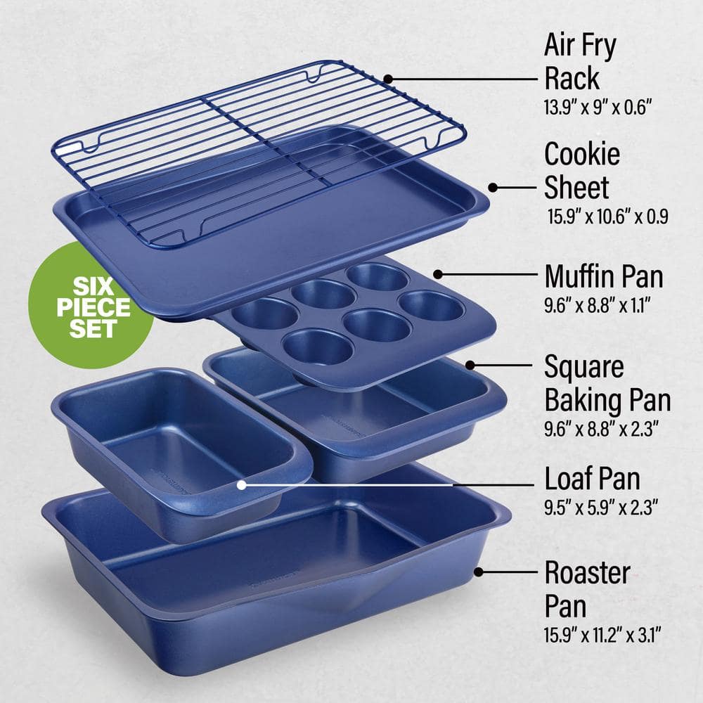 Granitestone Blue 6-Piece Nonstick Stackable Bakeware Set
