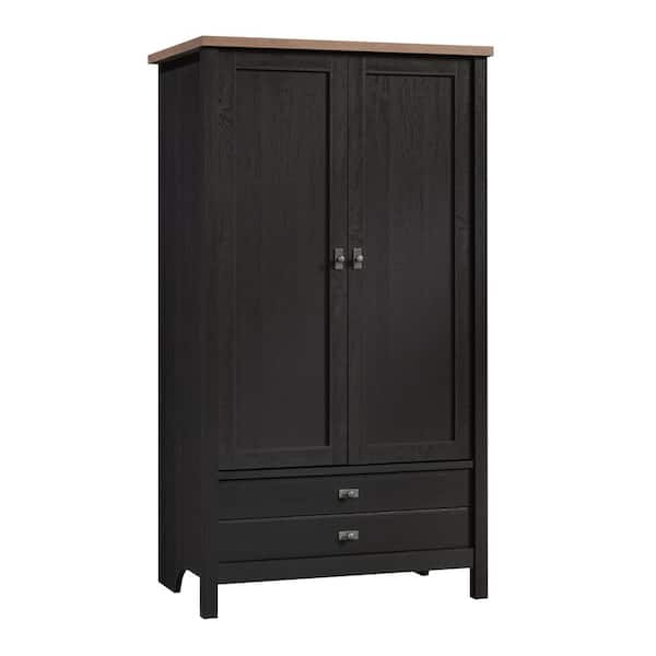 SAUDER Cottage Road Raven Oak Armoire with Drawer 59.173 in. x 32.441 in. x 21.732 in.