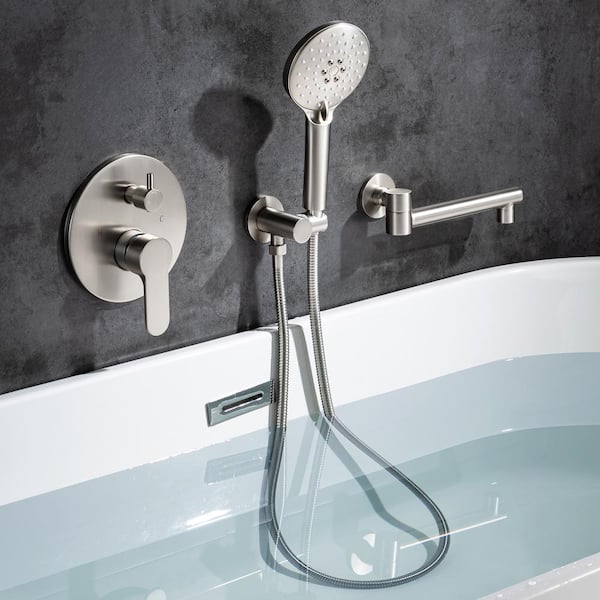 Staykiwi Single Handle 3 -Spray Shower Faucet 2.5 GPM with Pressure Balance Anti Scald in Brushed Nickel