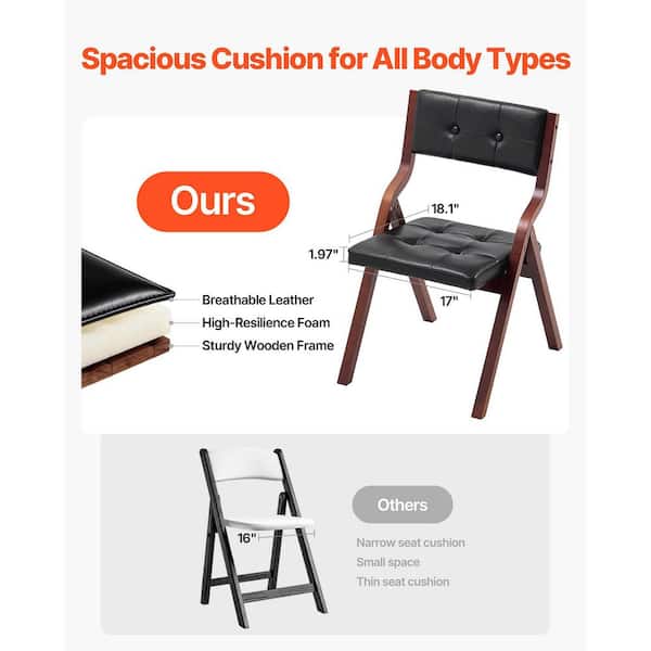 SKYSHALO Portable Foldable Wooden Folding Chairs with Leather