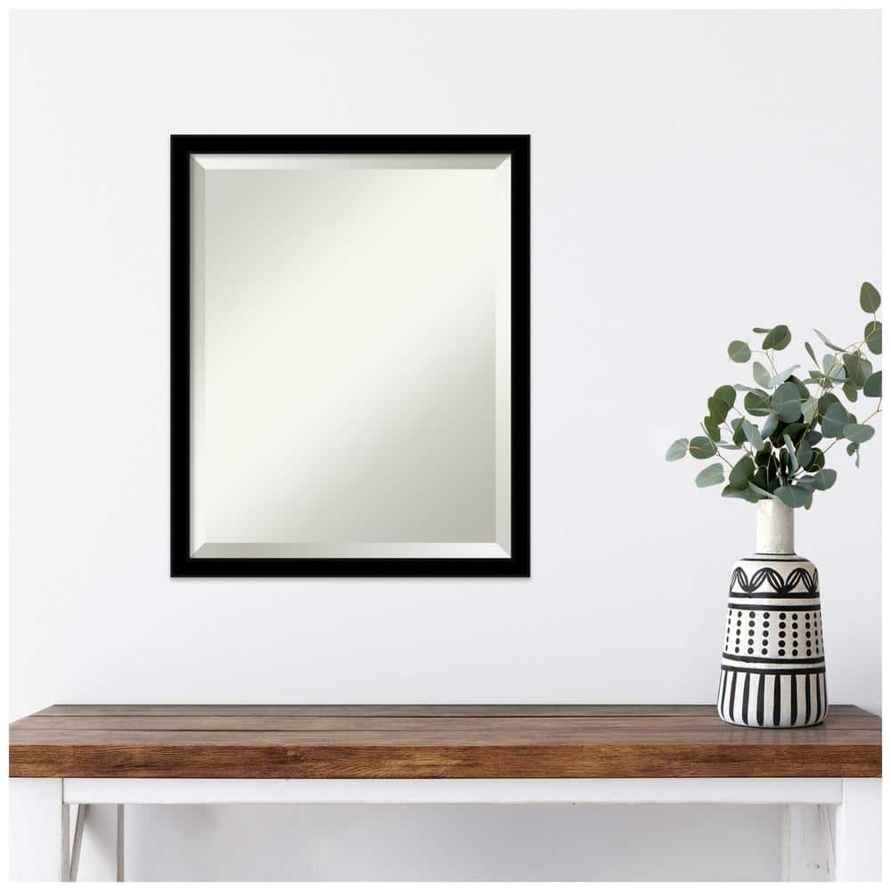 Jet Black Rectangular Framed Wall Mirror 17.38 x 21.38 Inches